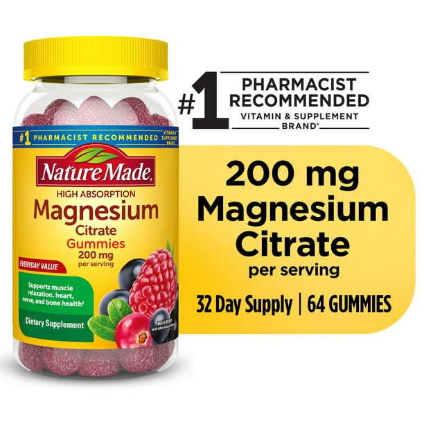 Nature Made High Absorption Magnesium Citrate Gummies; 200 mg; 64 Count Nature Made High Absorption Magnesium Citrate Gummies; 200 mg; 64 Count