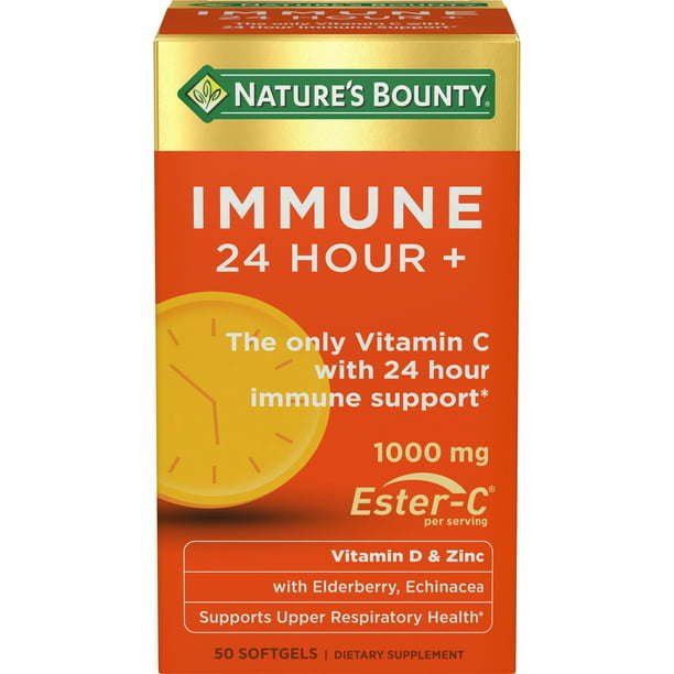 Nature's Bounty Immune 24 Vitamin C; D & Zinc for Immune Support; 1000 mg; 50 Count Nature's Bounty Immune 24 Vitamin C; D & Zinc for Immune Support; 1000 mg; 50 Count
