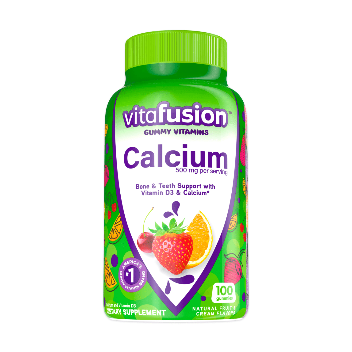 Vitafusion Chewable Calcium Gummy Vitamins; Fruit and Cream Flavored; 100 Count Vitafusion Chewable Calcium Gummy Vitamins; Fruit and Cream Flavored; 100 Count