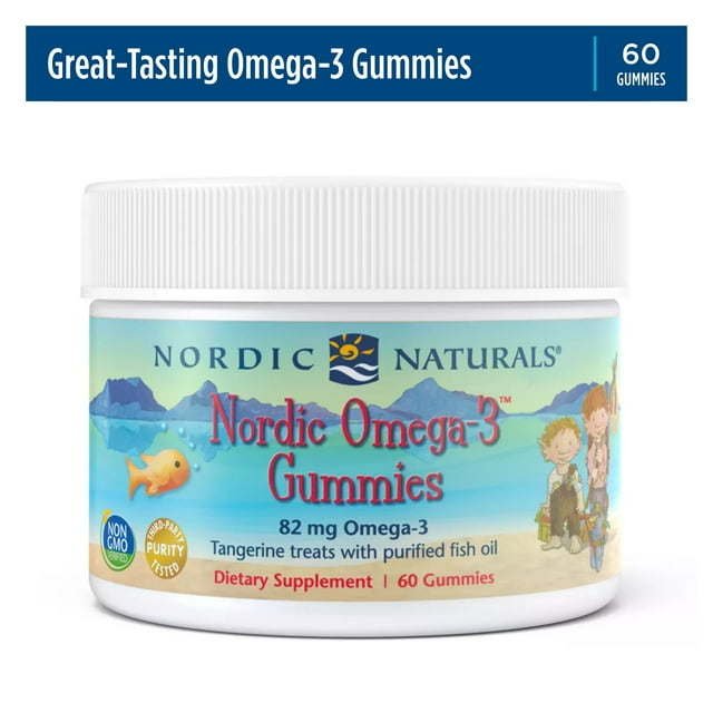 Nordic Naturals Nordic Omega-3 Gummies for Kids, Tangerine, 82 Mg, 60 Ct Nordic Naturals Nordic Omega-3 Gummies for Kids, Tangerine, 82 Mg, 60 Ct