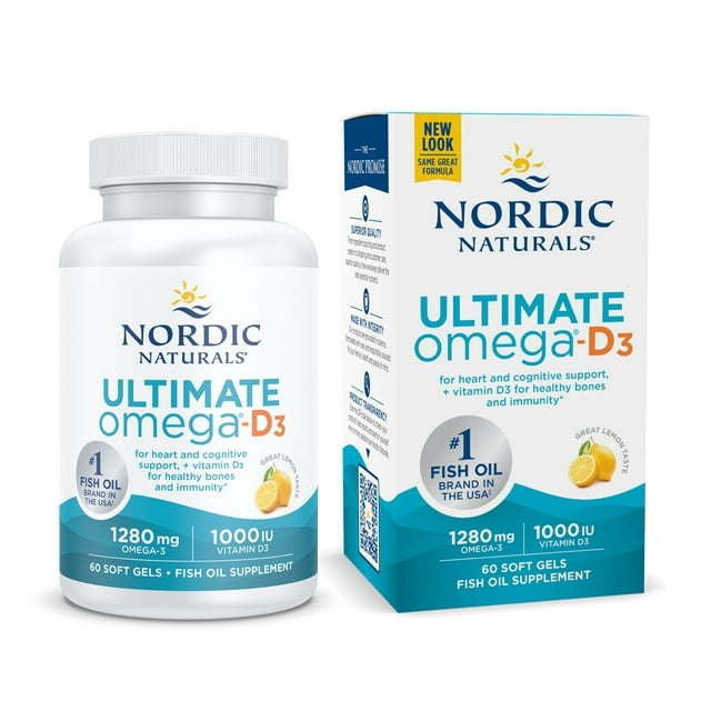Nordic Naturals Ultimate Omega-D3 1280 Mg, Lemon, Fish Oil 60 ct Nordic Naturals Ultimate Omega-D3 1280 Mg, Lemon, Fish Oil 60 ct